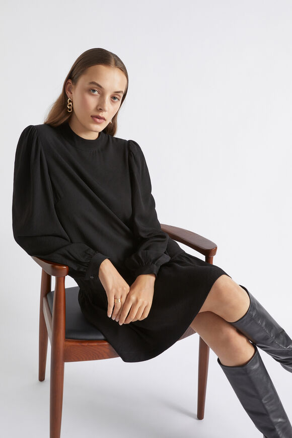 Textured Mini Dress  Black  hi-res