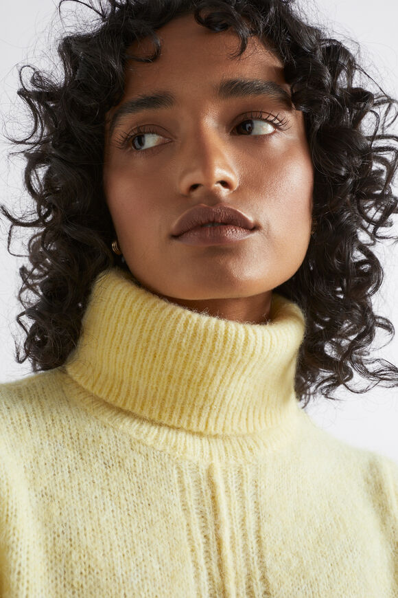 Roll Neck Knit Midi Dress  Soft Butter Marle  hi-res