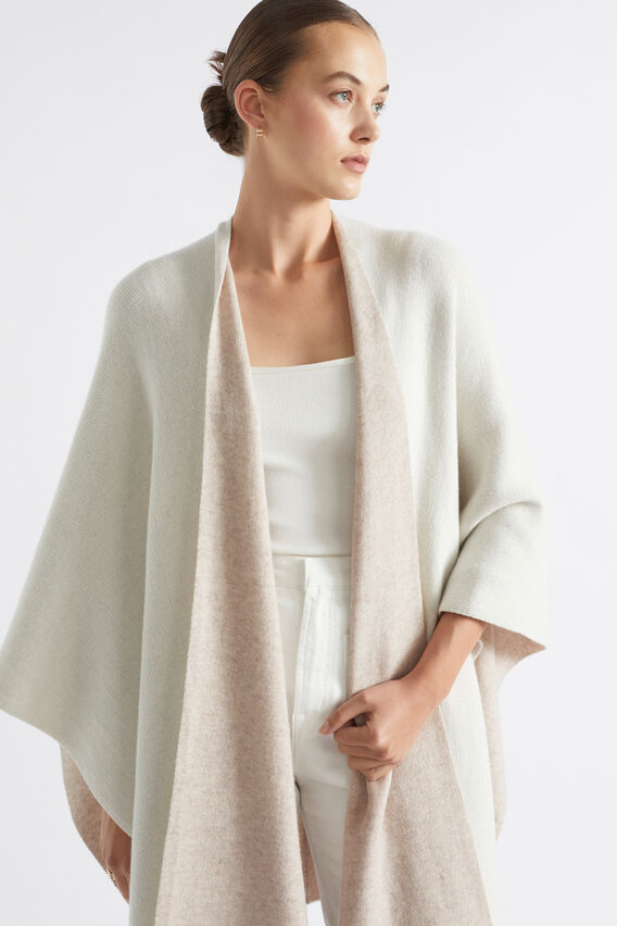 Wool Blend Knit Wrap  Cloud Cream  hi-res
