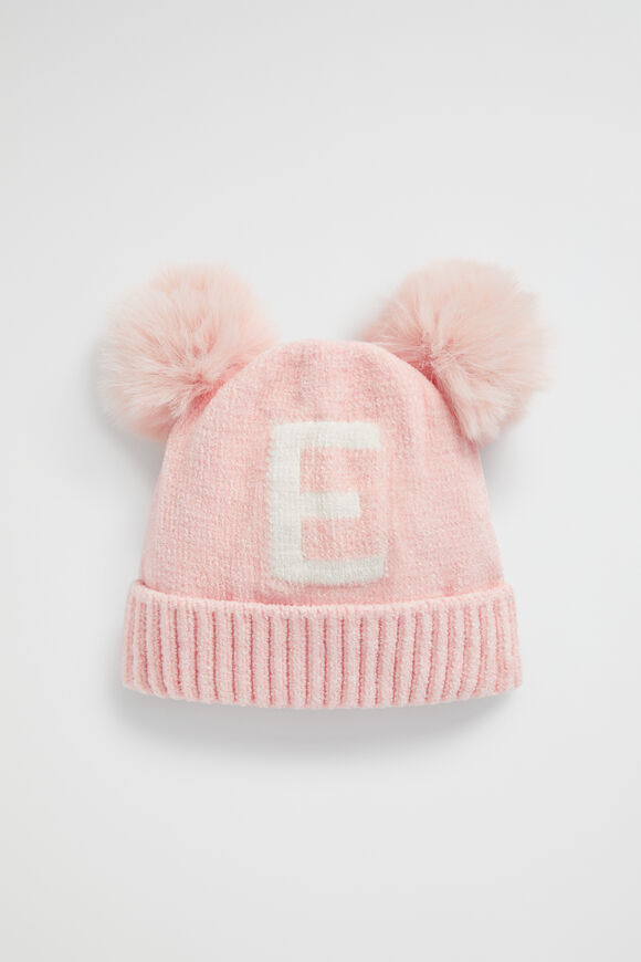 Chenille Initial Beanie  E  hi-res