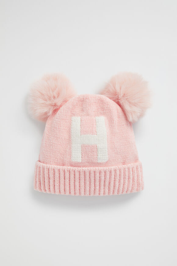 Chenille Initial Beanie  H  hi-res