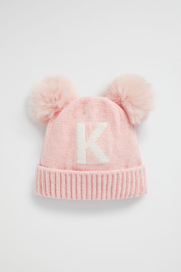 Chenille Initial Beanie  K  hi-res
