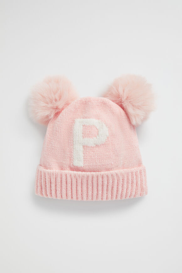 Chenille Initial Beanie  P  hi-res