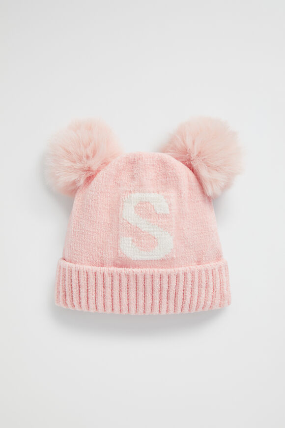 Chenille Initial Beanie  S  hi-res