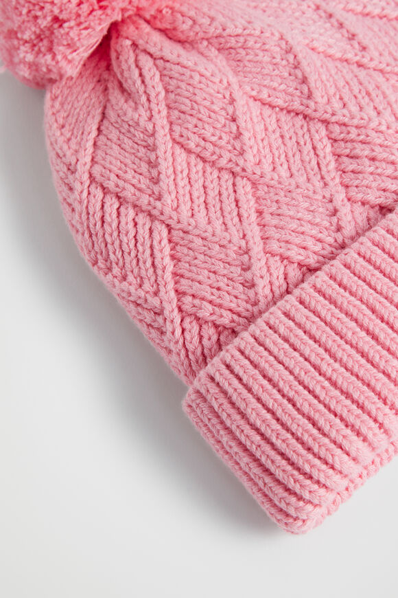 Twisted Cable Beanie  Camelia  hi-res