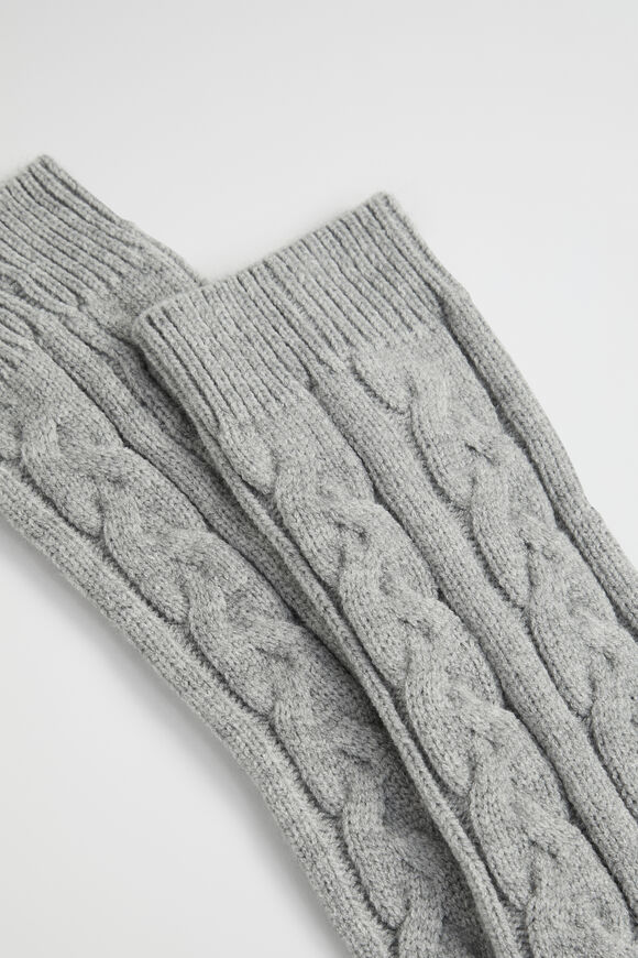 Cable Knit Bed Sock  Light Grey  hi-res