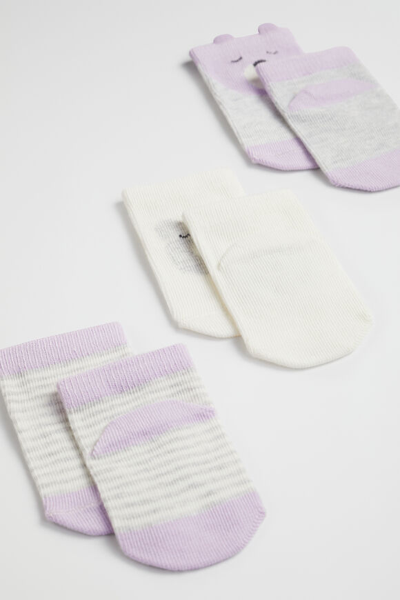 Bear Sock 3 Pack  Dusty Rose  hi-res