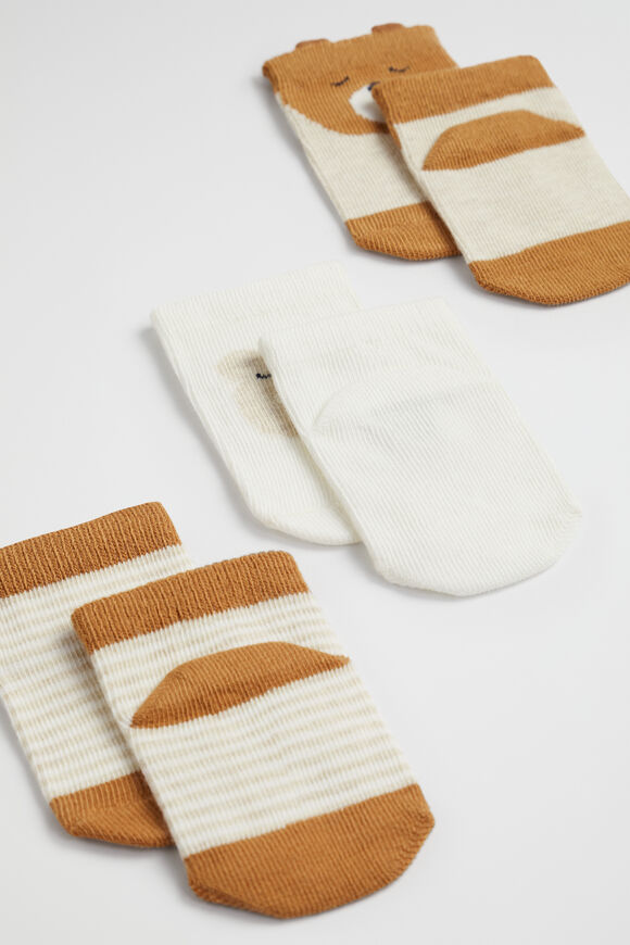 Bear Sock 3 Pack  Nutmeg  hi-res