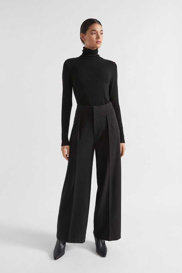 High Waist Suit Pant  Black  hi-res