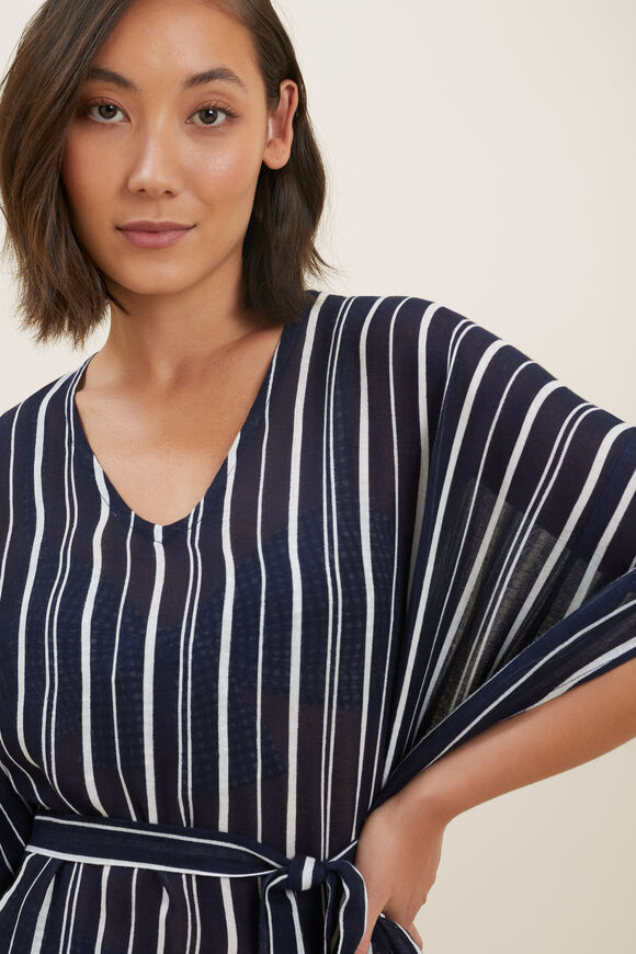 Cotton Longline Kaftan  Deep Navy Multi  hi-res