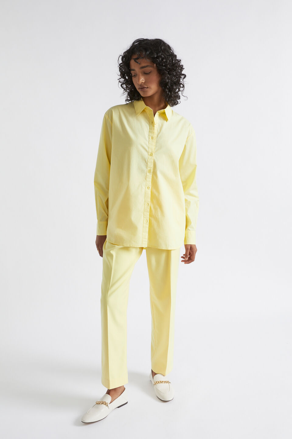 Poplin Button Down Shirt  Soft Butter