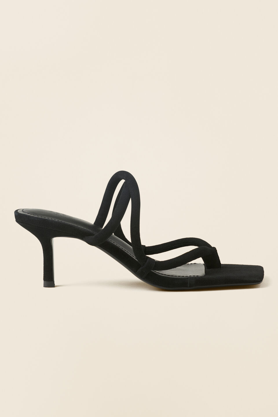 Monet Leather Heeled Sandal  Black Suede