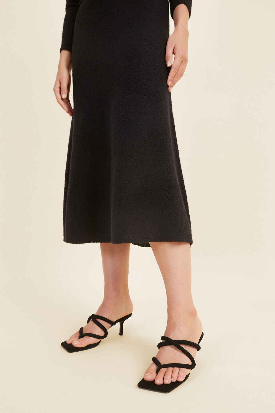 Monet Leather Heeled Sandal  Black Suede