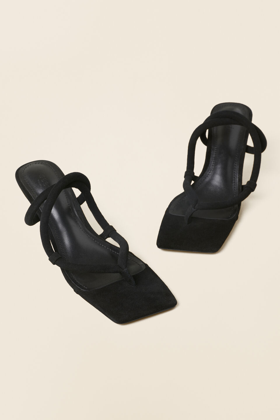 Monet Leather Heeled Sandal  Black Suede