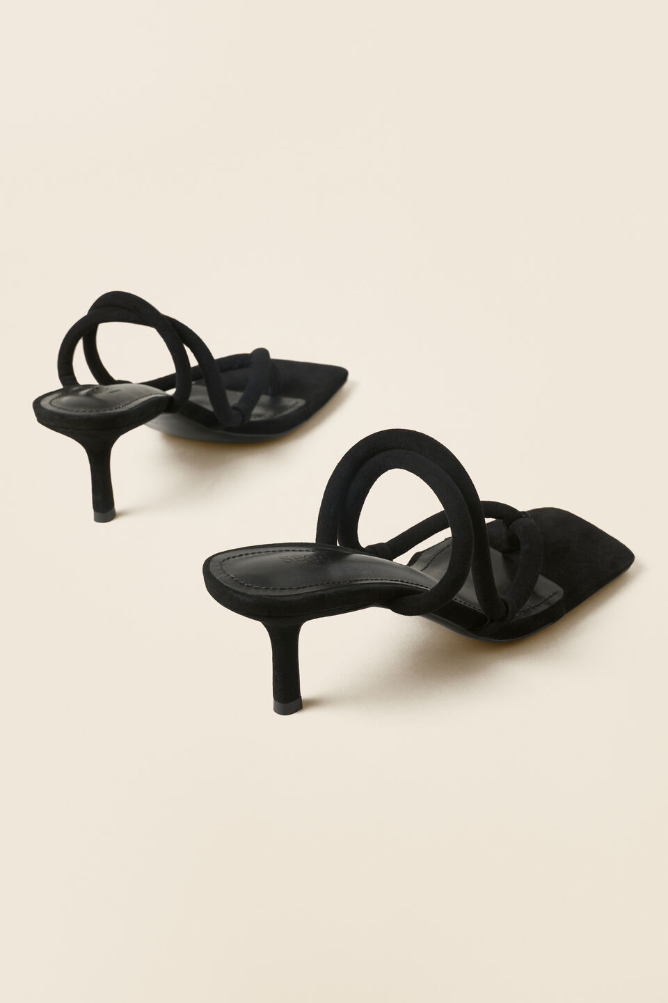 Monet Leather Heeled Sandal  Black Suede