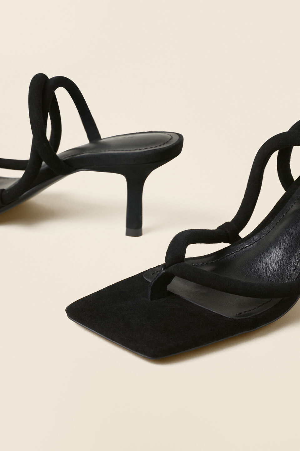 Monet Leather Heeled Sandal  Black Suede