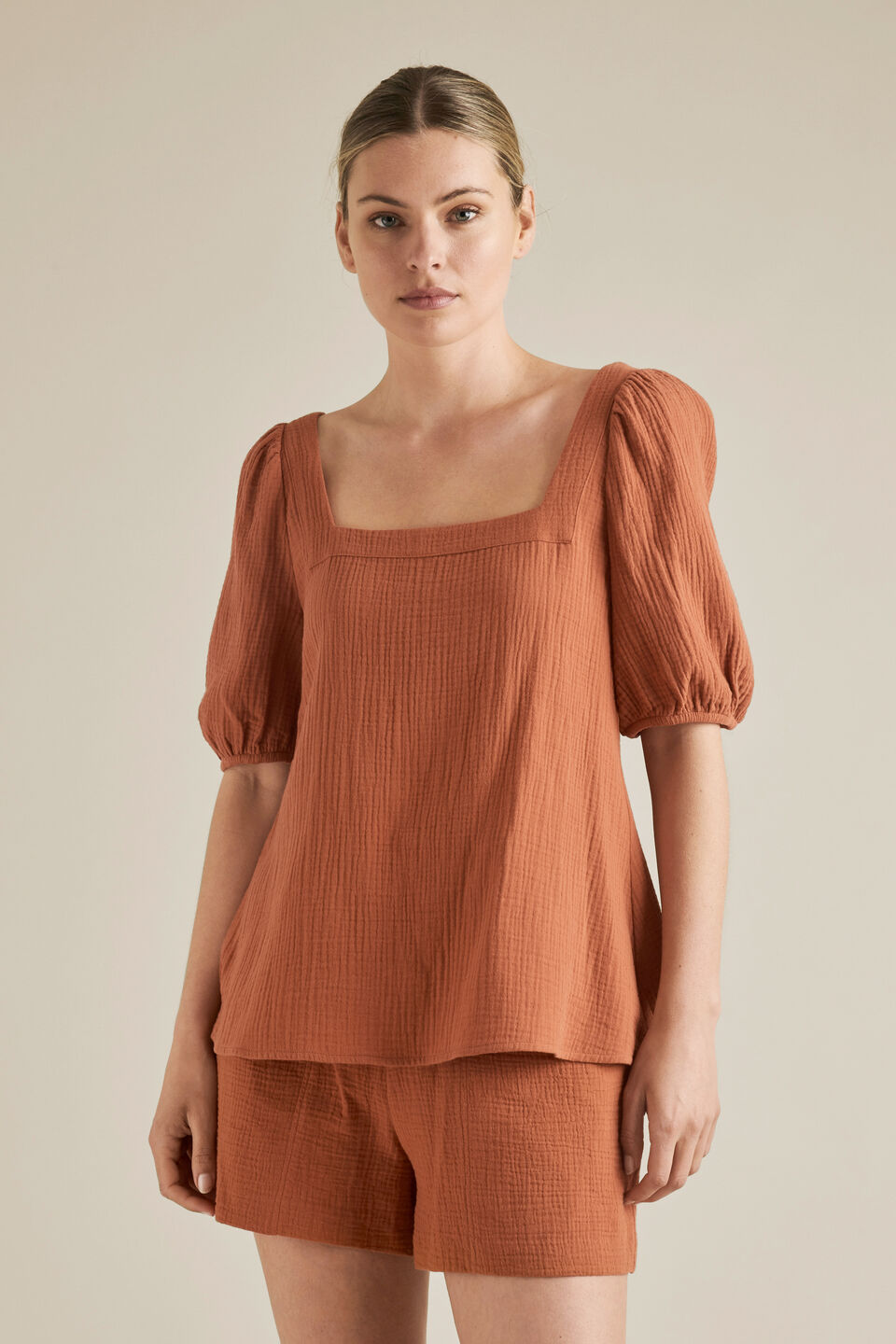 Cheesecloth Blouse  Moroccan Red