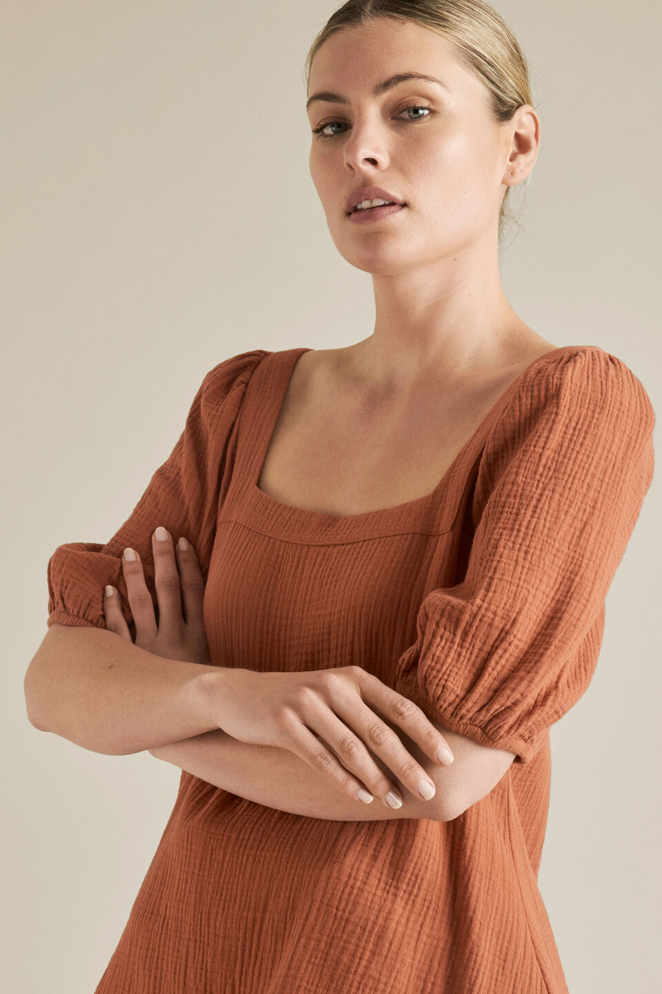 Cheesecloth Blouse  Moroccan Red