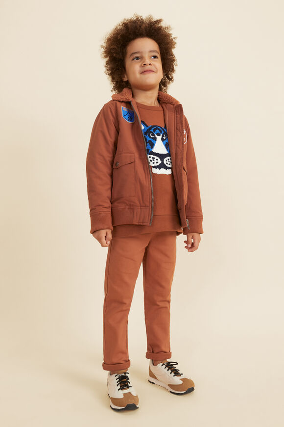 Patched Bomber Jacket  Rust Brown  hi-res