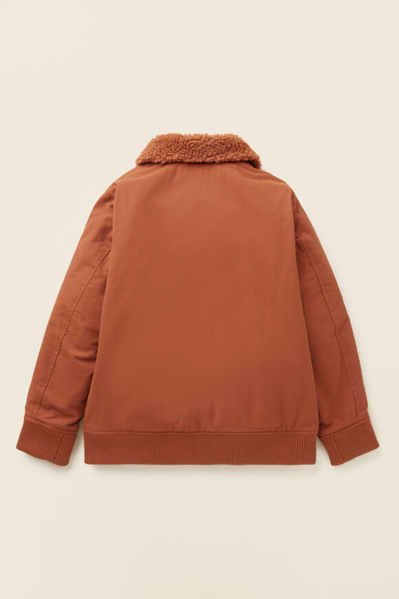 Patched Bomber Jacket  Rust Brown  hi-res