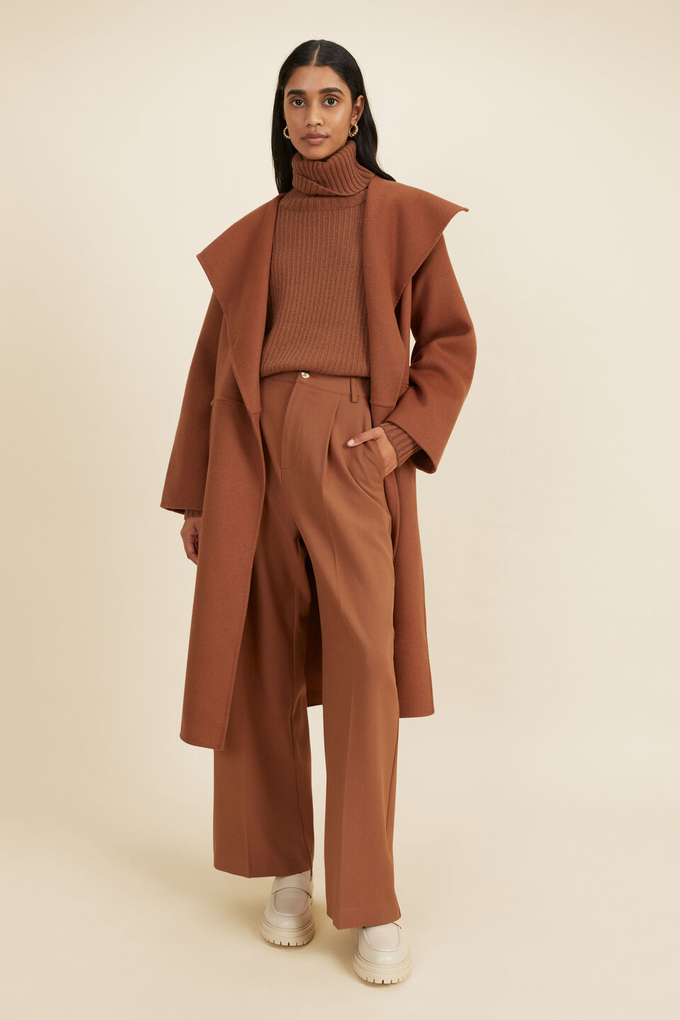 Turtleneck Rib Sweater  Mahogany