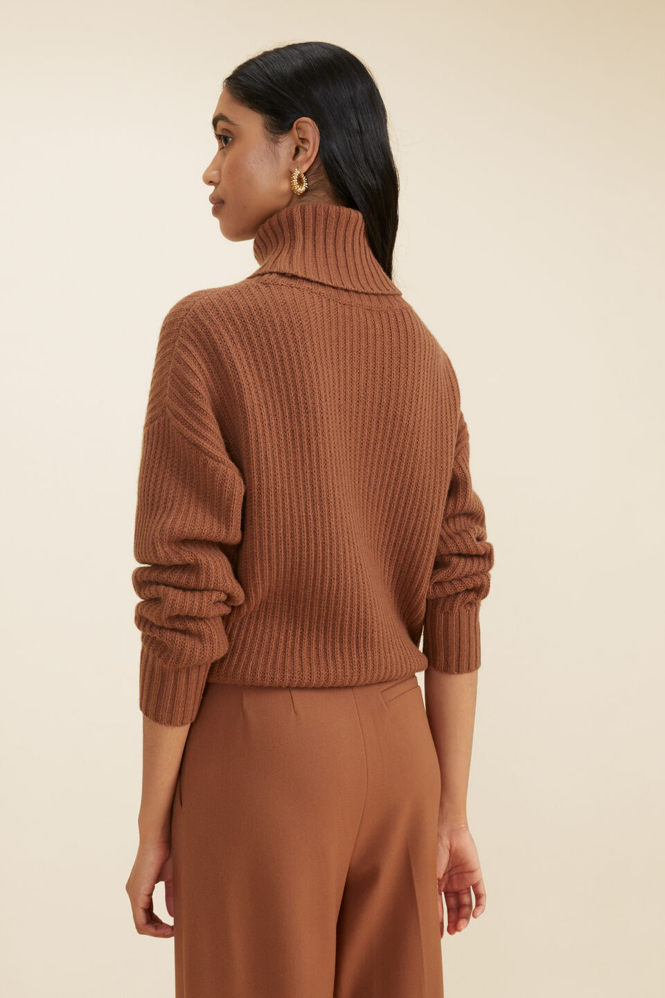 Turtleneck Rib Sweater  Mahogany