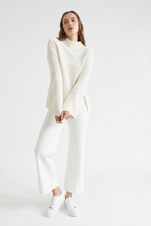 Rib Side Split Sweater  Cloud Cream  hi-res