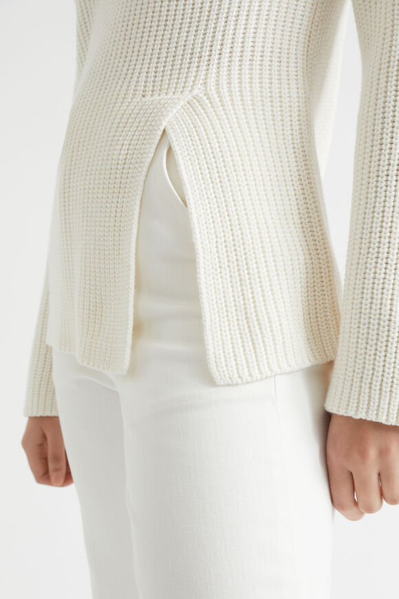 Rib Side Split Sweater  Cloud Cream  hi-res
