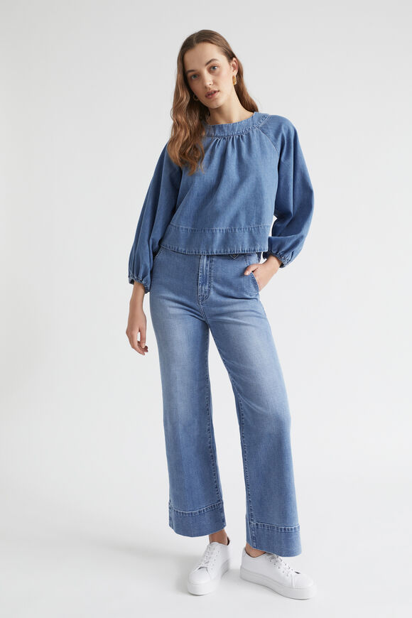 Wide Leg Denim Pant  Harmony Blue  hi-res