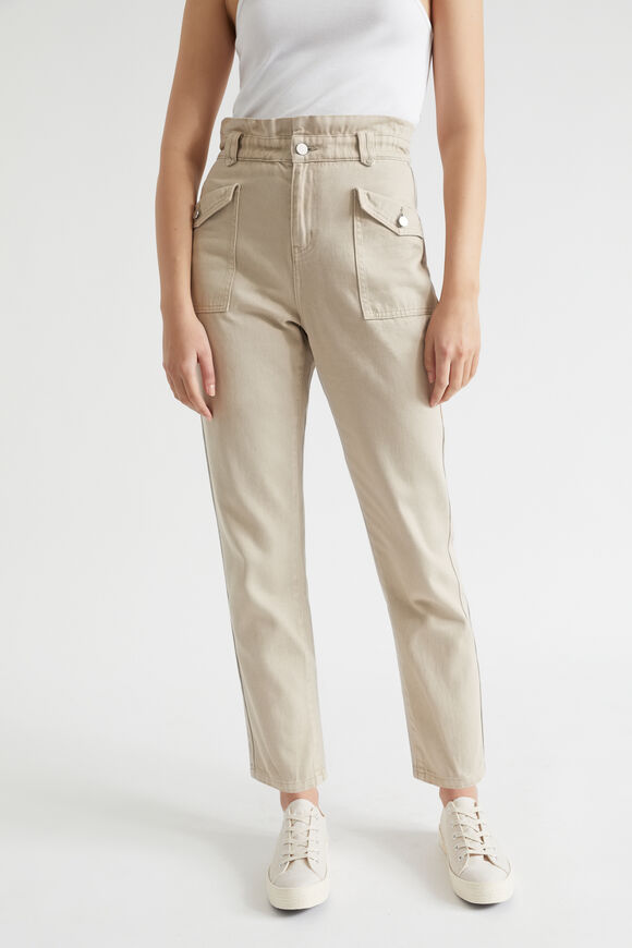 Paperbag Tapered Pocket Jean  Soft Mink  hi-res