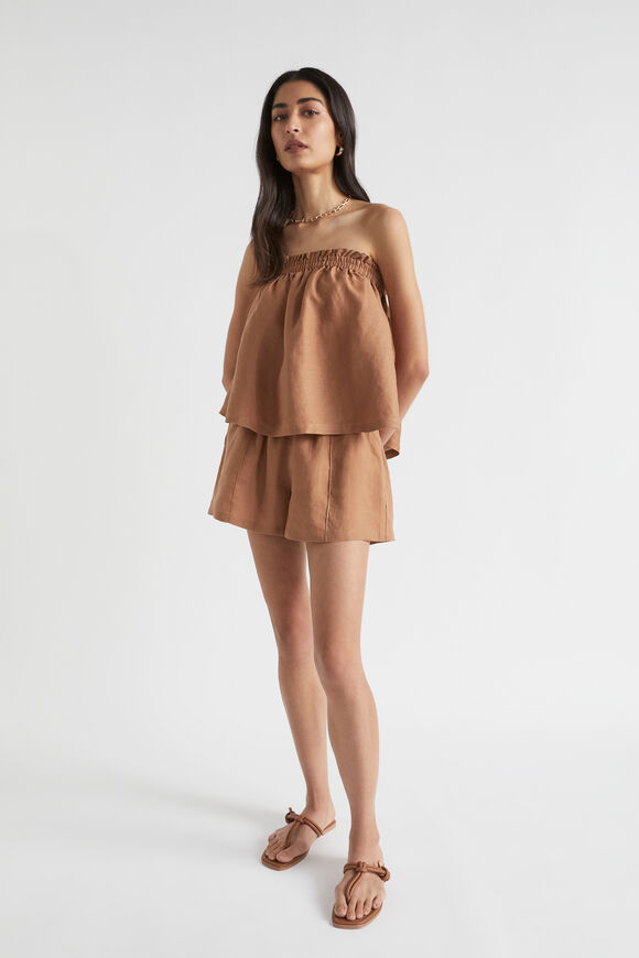 Core Linen Paperbag Short  Auburn Brown  hi-res