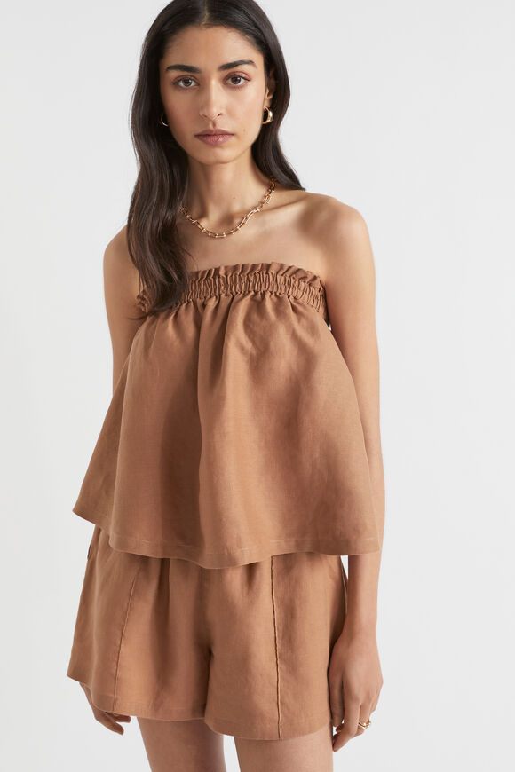 Core Linen Paperbag Short  Auburn Brown  hi-res