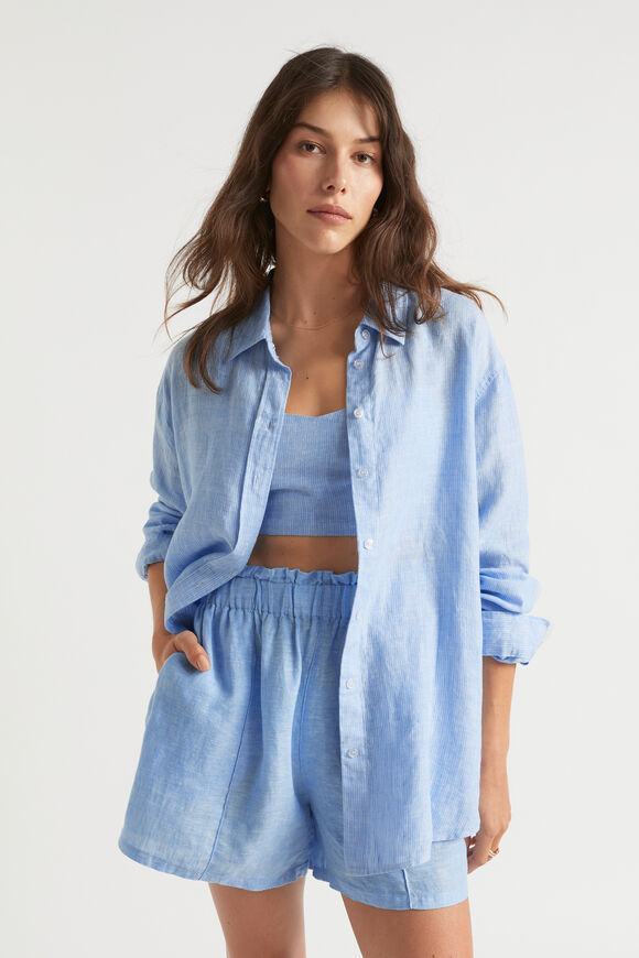 Core Linen Paperbag Short  Bluebell Crossdye  hi-res