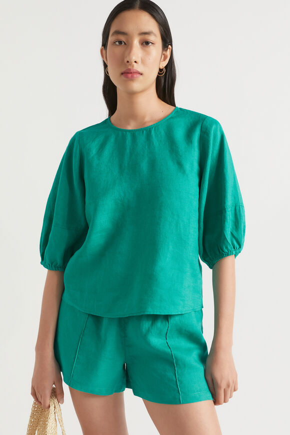 Core Linen Paperbag Short  Deep Teal  hi-res