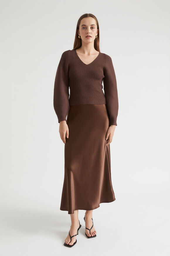 Cotton V Neck Knit  Deep Raisin  hi-res