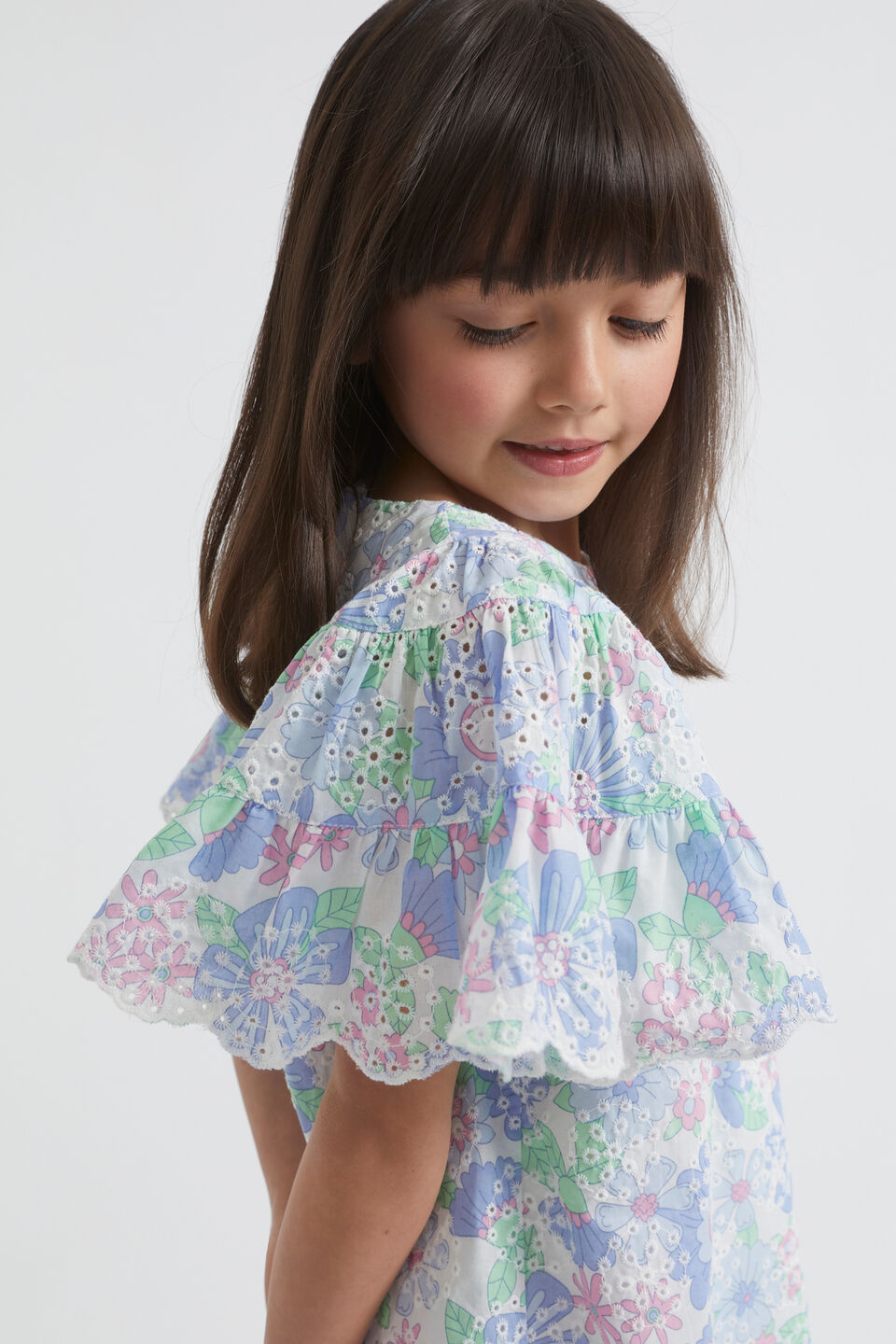 Cutwork Floral Dress  Baby Blue