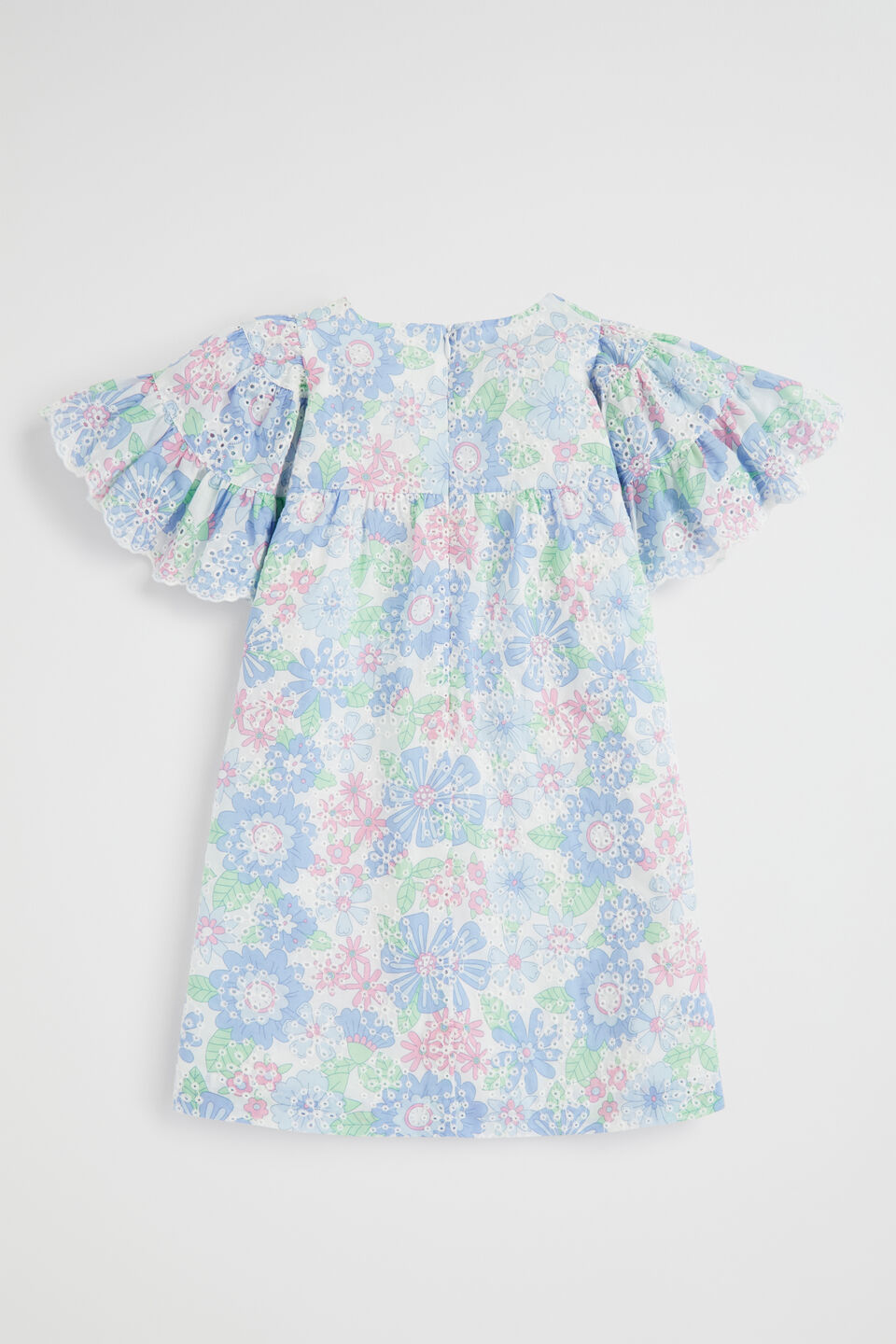 Cutwork Floral Dress  Baby Blue