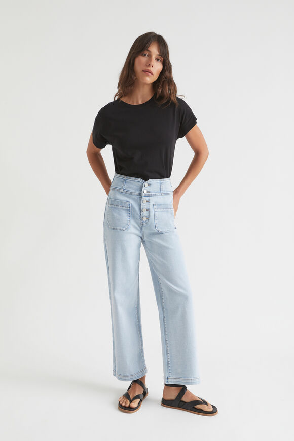 High Waist Crop Jean  Ice Blue Denim  hi-res