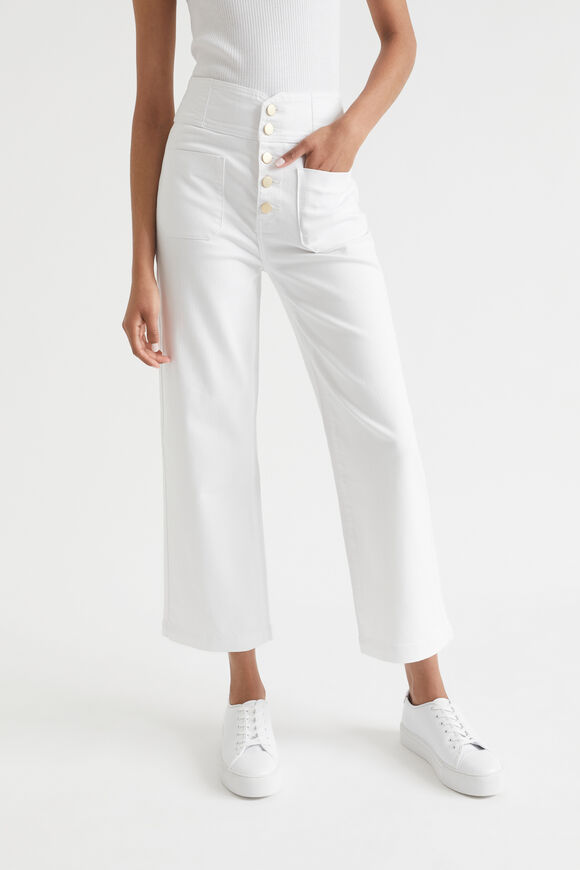 High Waist Crop Jean  White  hi-res