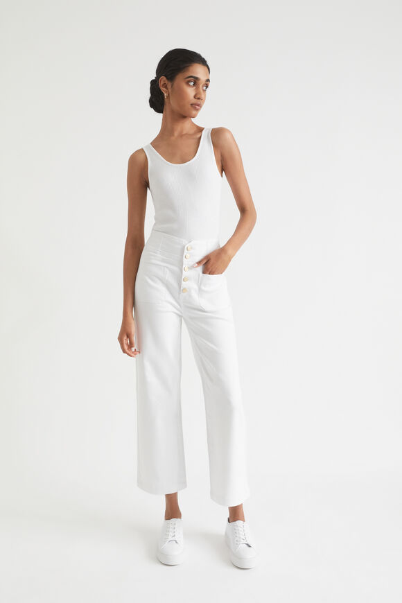 High Waist Crop Jean  White  hi-res