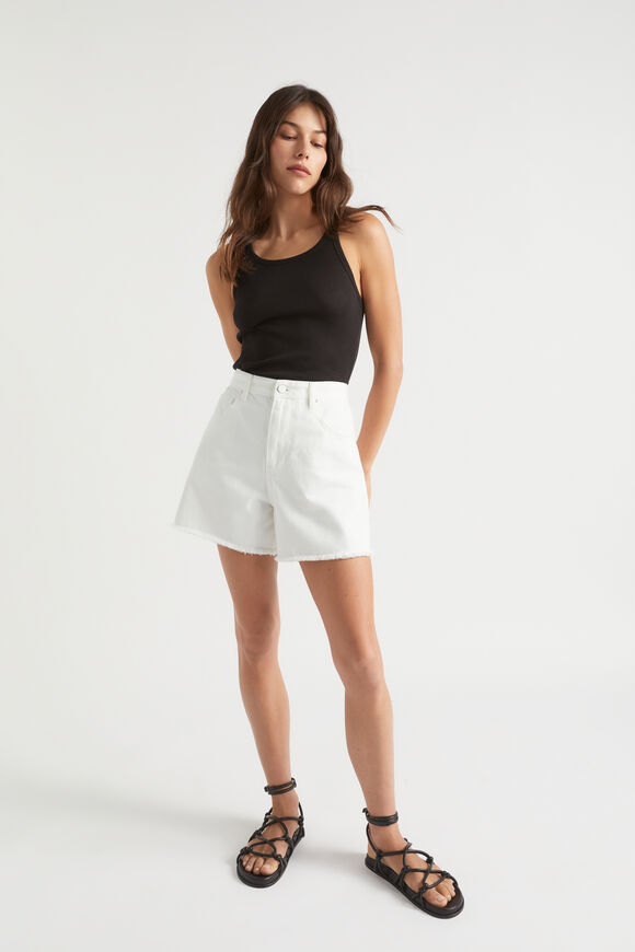 Denim Raw Hem Short  White  hi-res