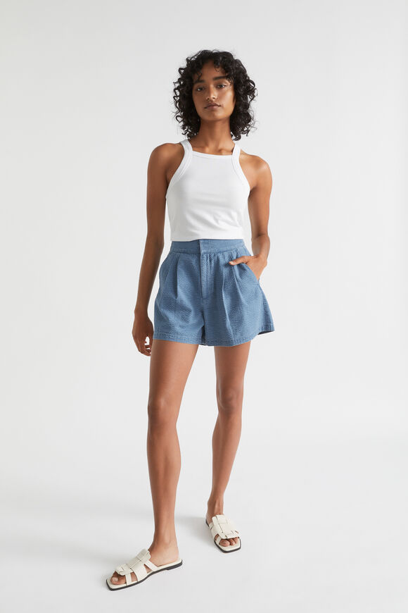 Seersucker Pleat Front Short  Capri Wash  hi-res