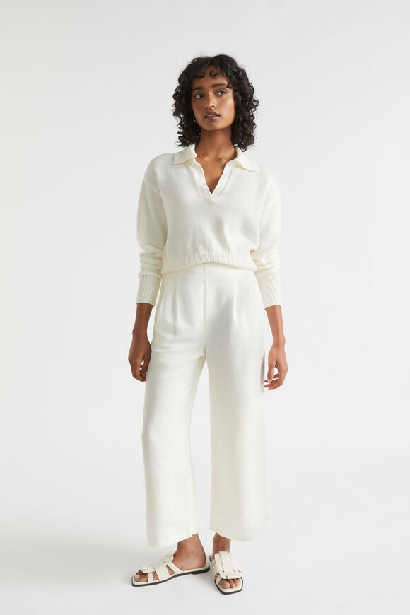 Cotton Polo Collar Knit  Cloud Cream  hi-res