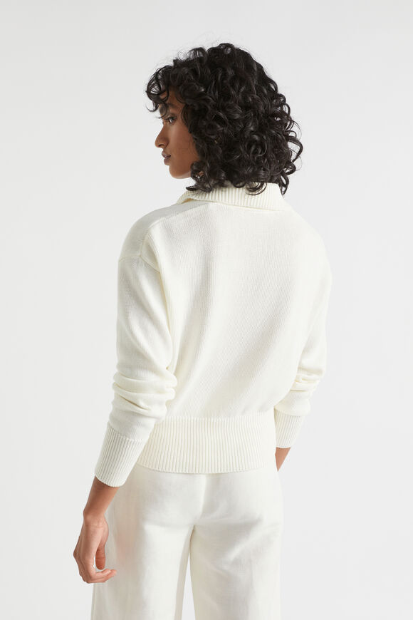 Cotton Polo Collar Knit  Cloud Cream  hi-res