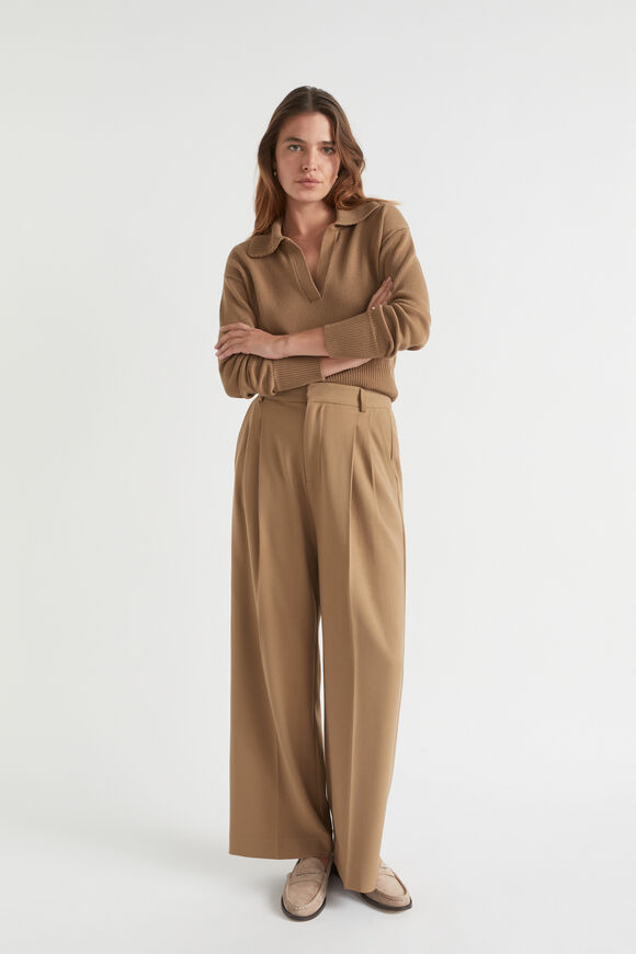 Cotton Polo Collar Knit  Deep Brass  hi-res