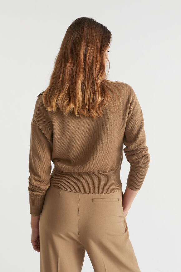 Cotton Polo Collar Knit  Deep Brass  hi-res