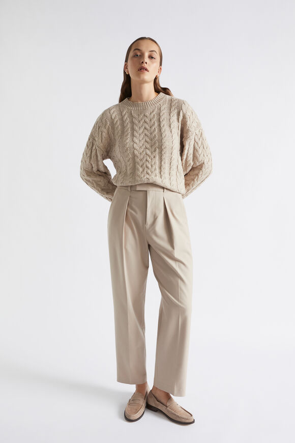 Cotton Blend Cable Knit  Light Storm Marle  hi-res