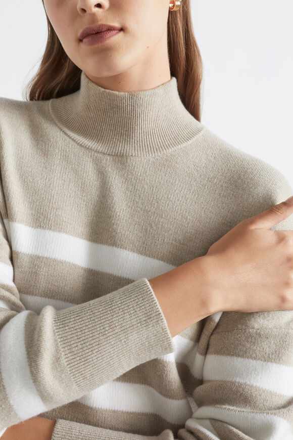 Stripe Double Knit Mock Neck  Light Storm Stripe  hi-res