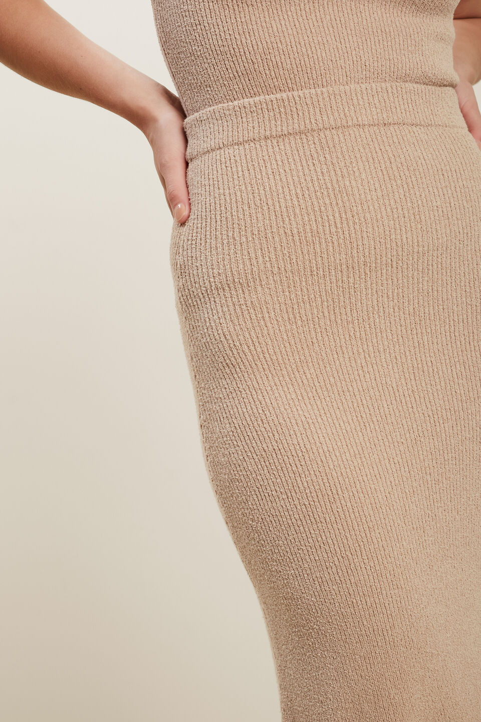 Boucle Knit Skirt  Biscotti