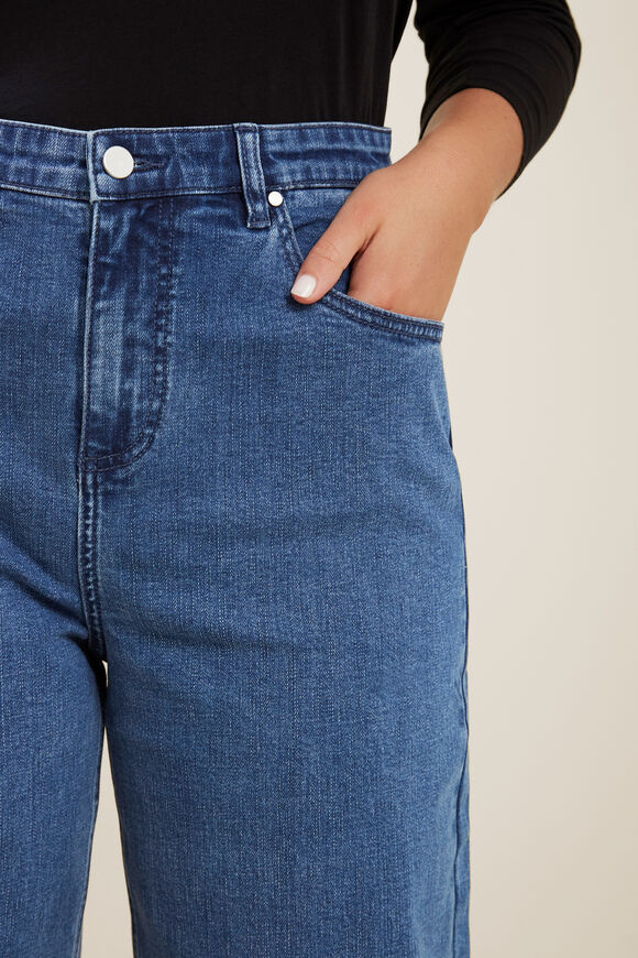 Core Wide Leg Stretch Jean  Mid Denim Wash  hi-res